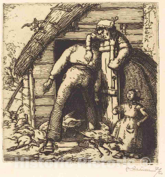 Art Print : Auguste LepÃ¨re, The Poulterer, Vendee (Le Poulailler, Vendee), 1908 - Vintage Wall Art