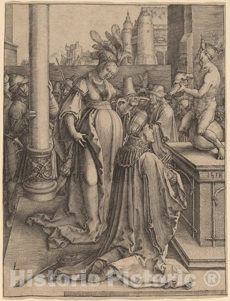 Art Print : Lucas Van Leyden, Solomon's Idolatry, 1514 - Vintage Wall Art