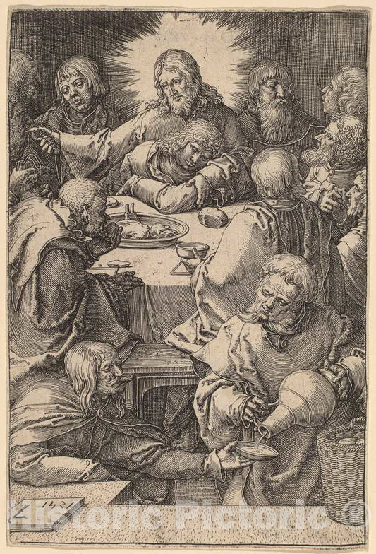 Art Print : Lucas Van Leyden, The Last Supper, 1521 - Vintage Wall Art