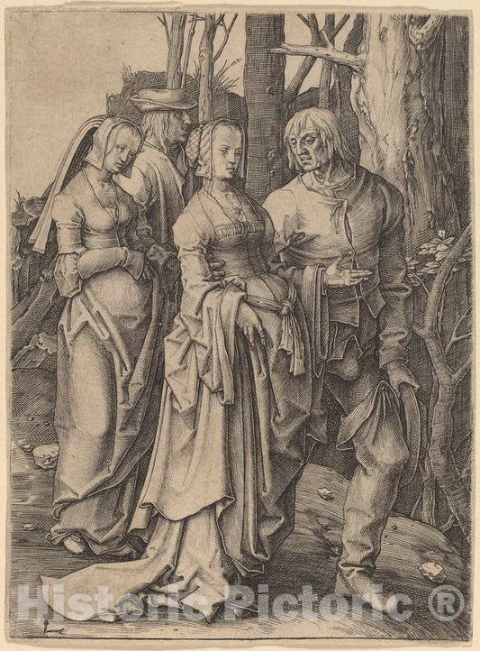 Art Print : Lucas Van Leyden, The Two Couples in The Forest, c. 1509 - Vintage Wall Art