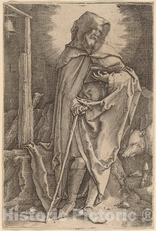 Art Print : Lucas Van Leyden, Saint Anthony, c. 1521 - Vintage Wall Art