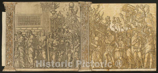 Art Print : Andreani After Mantegna, The Triumph of Julius Caesar [no.7 and 8 Plus 2 Columns], 1599 - Vintage Wall Art