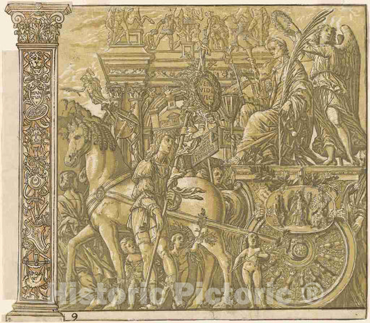 Art Print : Andreani After Mantegna, The Triumph of Julius Caesar [no.9 Plus 2 Columns], 1599 - Vintage Wall Art