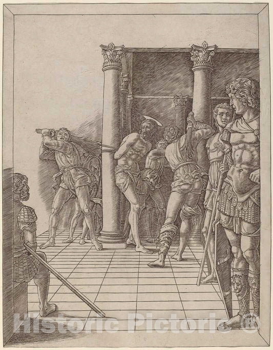 Art Print : Mantegna or Andrea, Flagellation of Christ, with The Pavement, c.1478 - Vintage Wall Art