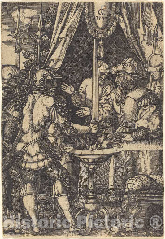 Art Print : Mutius Scaevola, 1537 - Vintage Wall Art