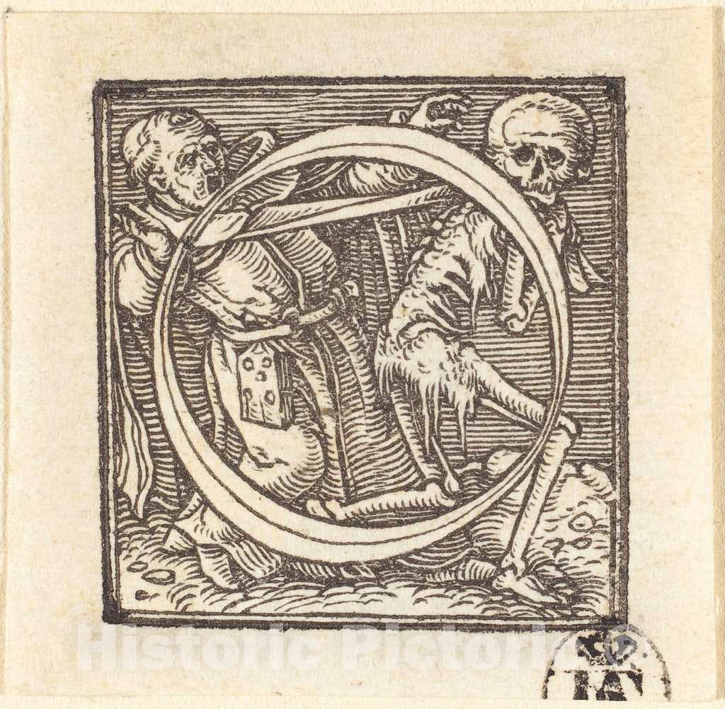 Art Print : Hans Holbein The Younger, Letter O - Vintage Wall Art