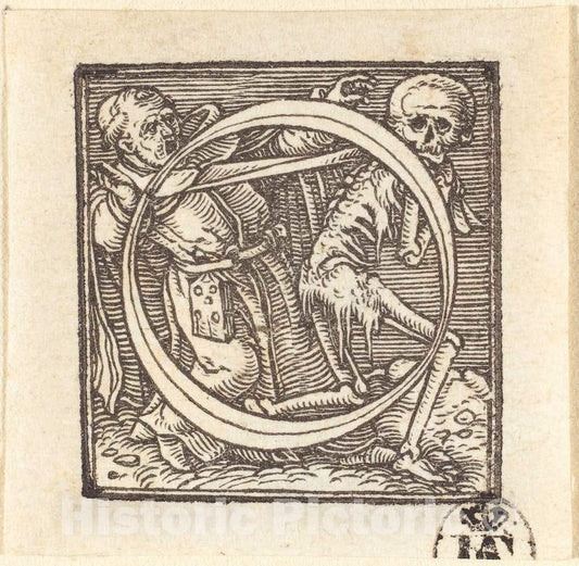 Art Print : Hans Holbein The Younger, Letter O - Vintage Wall Art