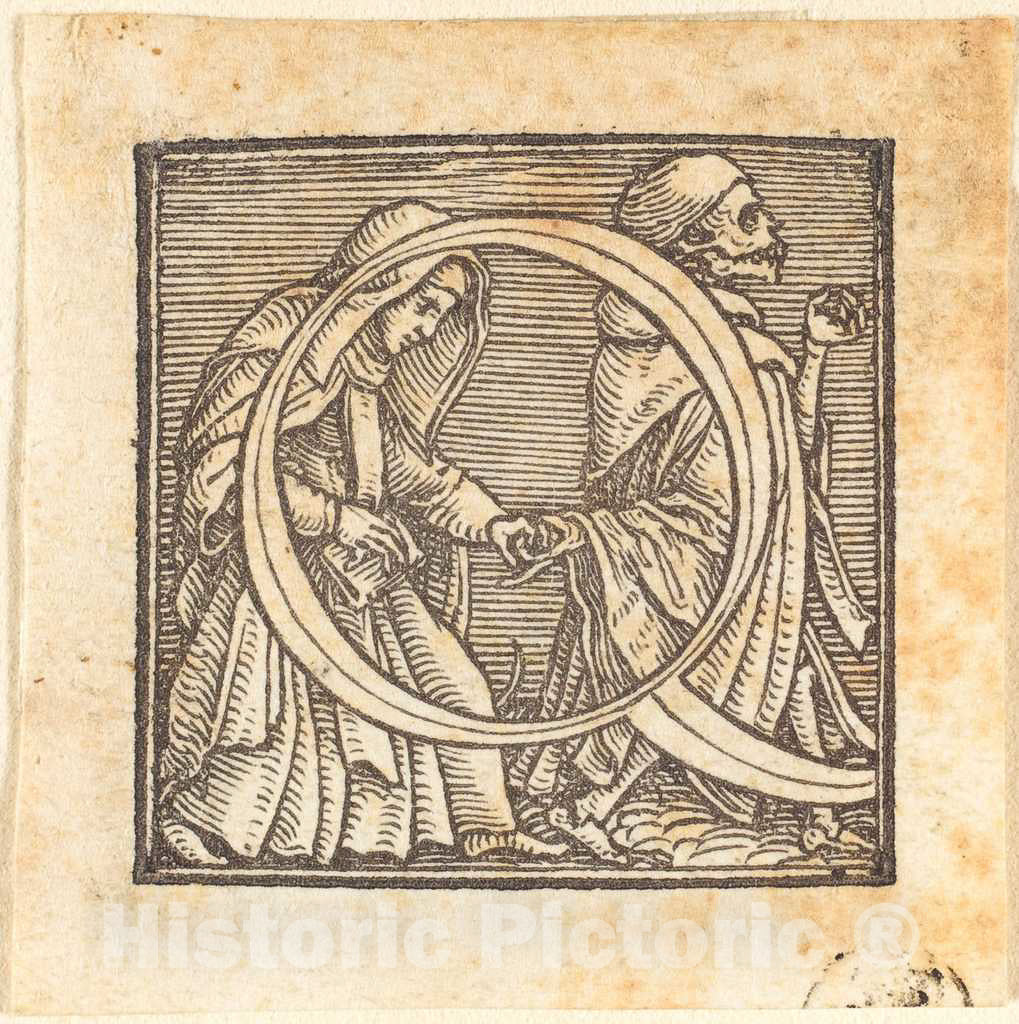 Art Print : Hans Holbein The Younger, Letter Q - Vintage Wall Art