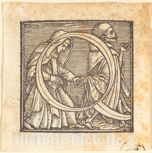 Art Print : Hans Holbein The Younger, Letter Q - Vintage Wall Art
