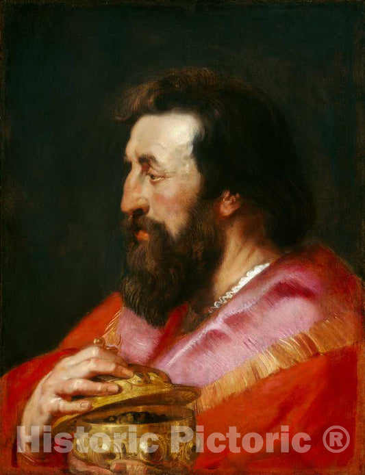 Art Print : Rubens and Studio, Head of One of The Three Kings: Melchior, The Assyrian King, c. 1618 - Vintage Wall Art