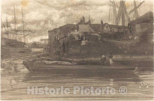 Art Print : James McNeill Whistler, Limehouse, 1878 - Vintage Wall Art