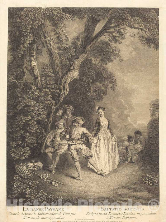 Art Print : Audran II After Watteau, The Peasant Dance - Vintage Wall Art