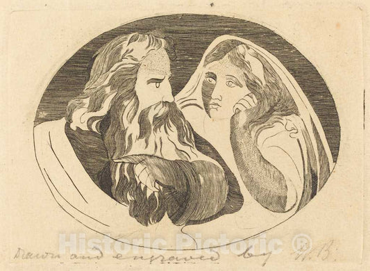 Art Print : Butts, Jr. After Blake, Lear and Cordelia, c.1807 - Vintage Wall Art