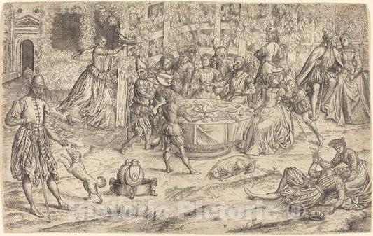 Art Print : Banquet in The Park of a French Castle, c. 1550 - Vintage Wall Art