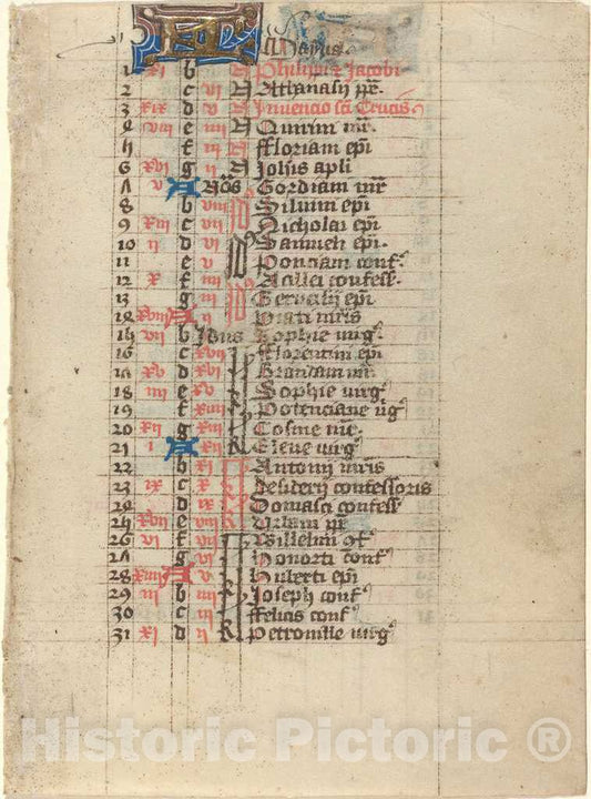Art Print : Unknown Artist, Page from a Book of Hours - Vintage Wall Art