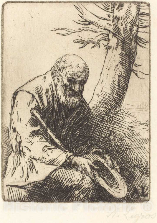 Art Print : Alphonse Legros, Beggar with Hat in Hand (Mendiant avec Son Chapeau a la Main) - Vintage Wall Art