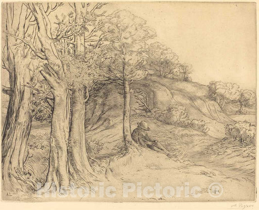 Art Print : Alphonse Legros, Solitude (Solitude (Paysage)) - Vintage Wall Art