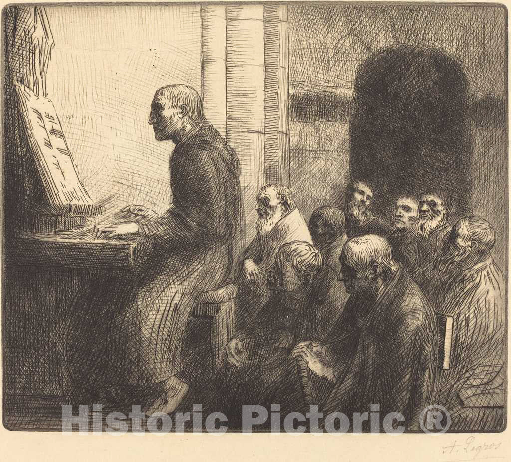 Art Print : Alphonse Legros, Monk Playing The Organ in Church (Moine jouant de l'orgue a l'eglise) - Vintage Wall Art