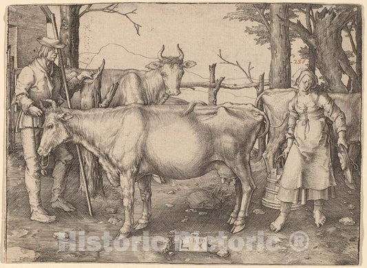 Art Print : Lucas Van Leyden, The Milkmaid, 1510 - Vintage Wall Art