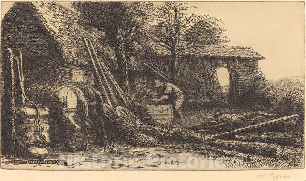 Art Print : Alphonse Legros, The Cooper (Le tonnelier) - Vintage Wall Art
