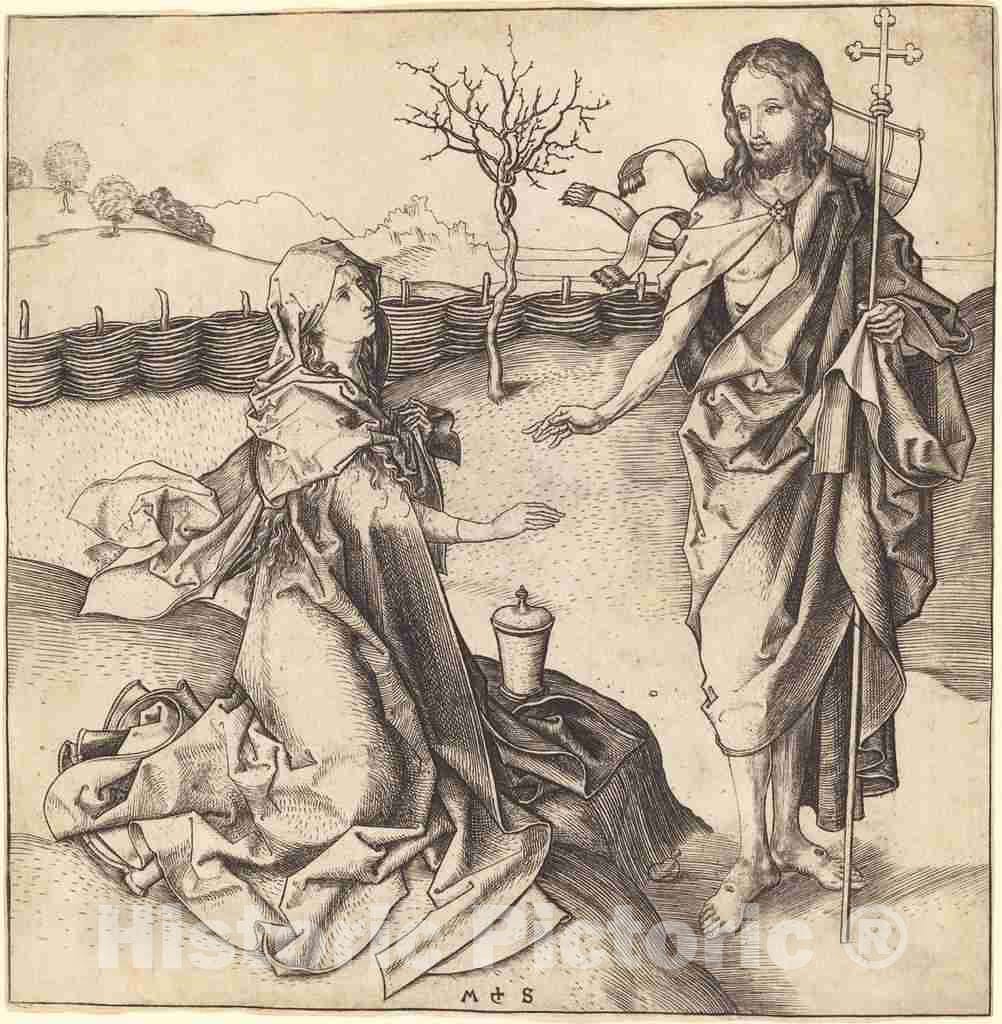 Art Print : Martin Schongauer, Christ Appearing to Mary Magdalene, c.1485 - Vintage Wall Art