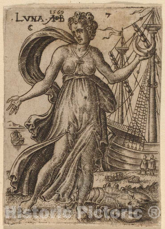 Art Print : Abraham de Bruyn, Moon, 1569 - Vintage Wall Art