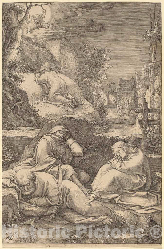 Art Print : Hendrik Goltzius, Christ on The Mount of Olives, 1597 - Vintage Wall Art