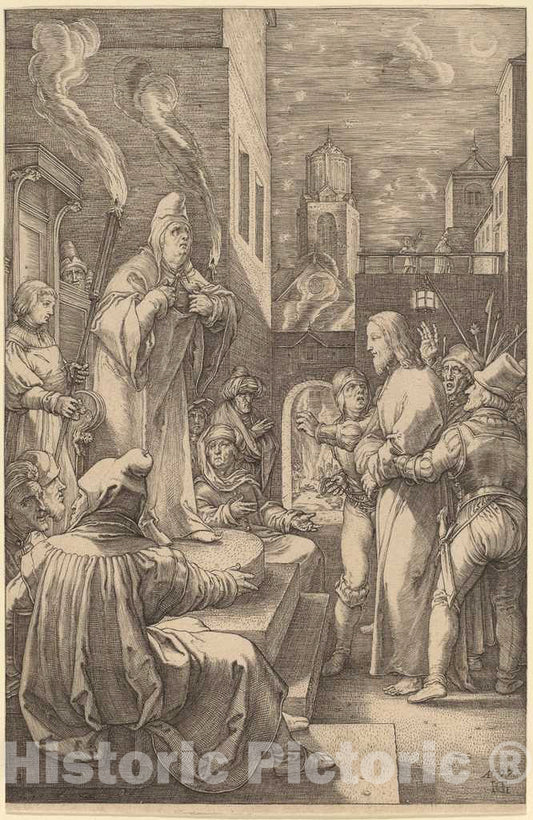 Art Print : Hendrik Goltzius, Christ Before Caiphas, 1597 - Vintage Wall Art