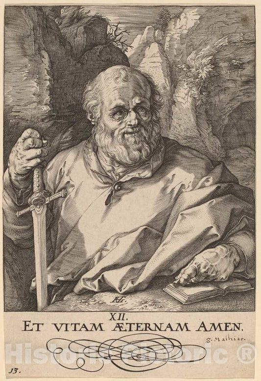 Art Print : Hendrik Goltzius, Saint Matthias, 1589 - Vintage Wall Art