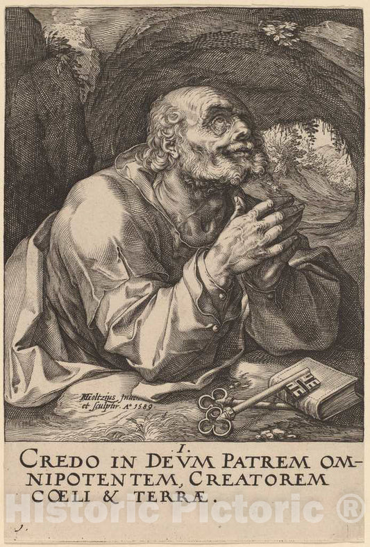 Art Print : Hendrik Goltzius, Saint Peter, 1589 - Vintage Wall Art
