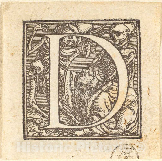 Art Print : Hans Holbein The Younger, Letter D - Vintage Wall Art