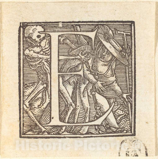 Art Print : Hans Holbein The Younger, Letter E - Vintage Wall Art