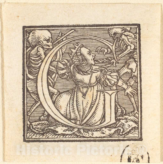 Art Print : Hans Holbein The Younger, Letter G - Vintage Wall Art
