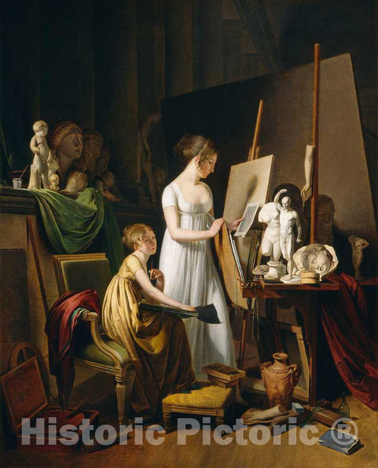Art Print : Louis-LÃ©opold Boilly, A Painter's Studio, c. 1800 - Vintage Wall Art