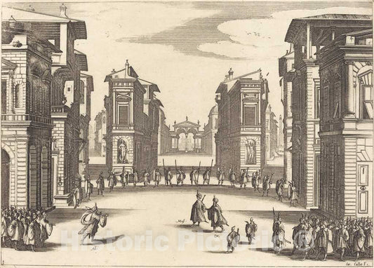Art Print : Jacques Callot, Solimano, Act III, 1620 - Vintage Wall Art