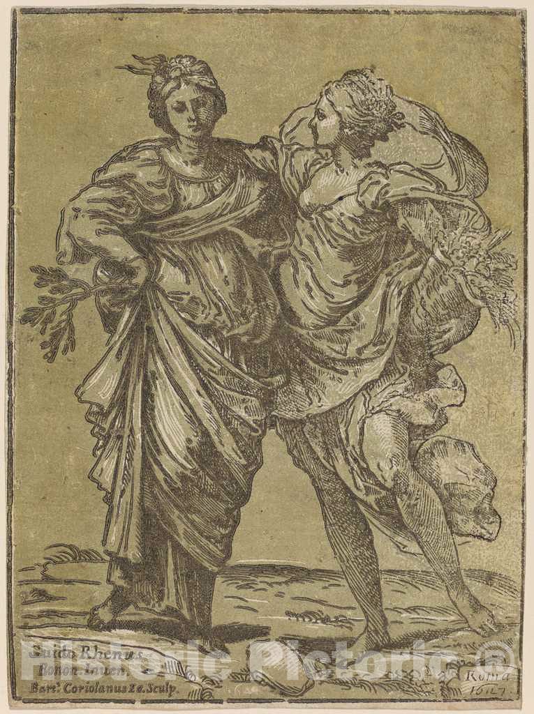 Art Print : Coriolano After Reni, Alliance of Peace and Abundance, 1627 - Vintage Wall Art
