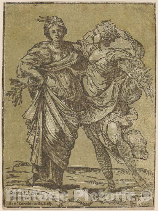 Art Print : Coriolano After Reni, Alliance of Peace and Abundance, 1627 - Vintage Wall Art