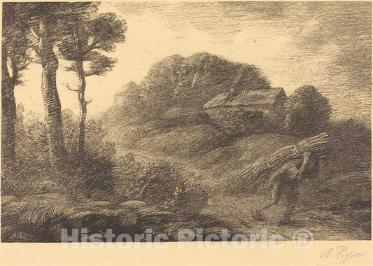 Art Print : Alphonse Legros, Return of The Fagot-gatherer, 2nd Plate (Le Retour du fagotier) - Vintage Wall Art