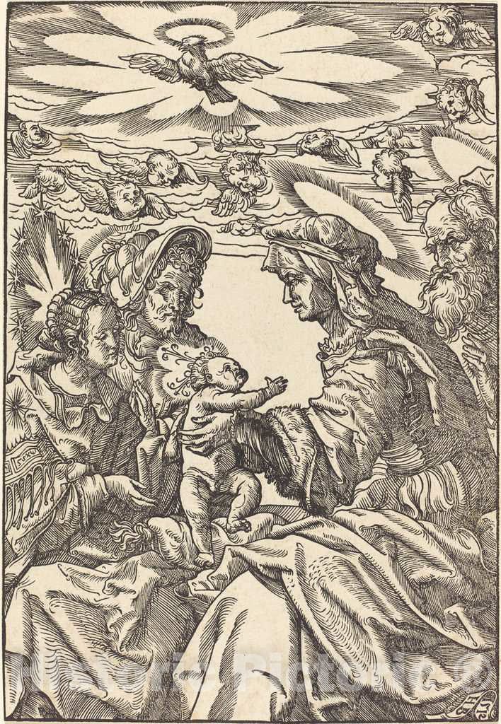 Art Print : Hans Burgkmair I, The Holy Family with Saint Anne and Saint Joachim, 1512 - Vintage Wall Art
