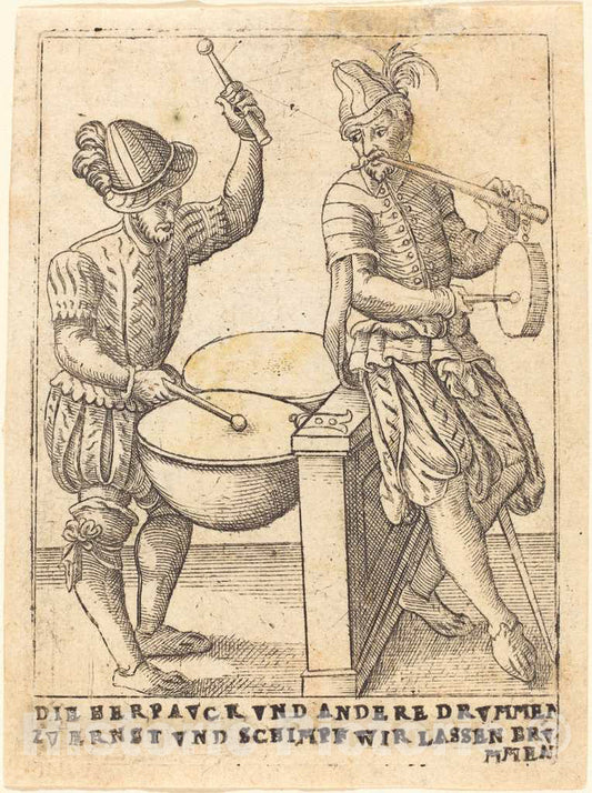 Art Print : Die Herpavck vnd andere Drvmmen zvernst vnd Schimpf wir Lassen ervmmen, c. 1580 - Vintage Wall Art