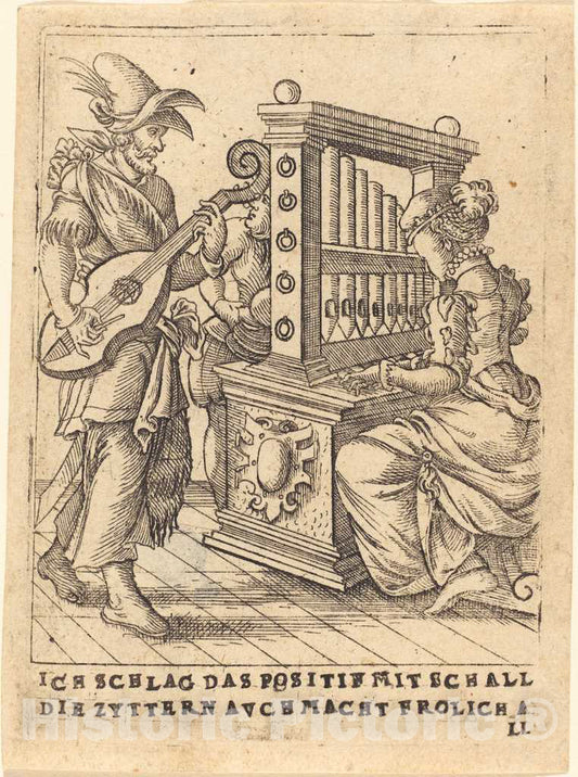 Art Print : Ich schlag das Positif mit Schall die Zytternavchmacht frolich All, c. 1580 - Vintage Wall Art