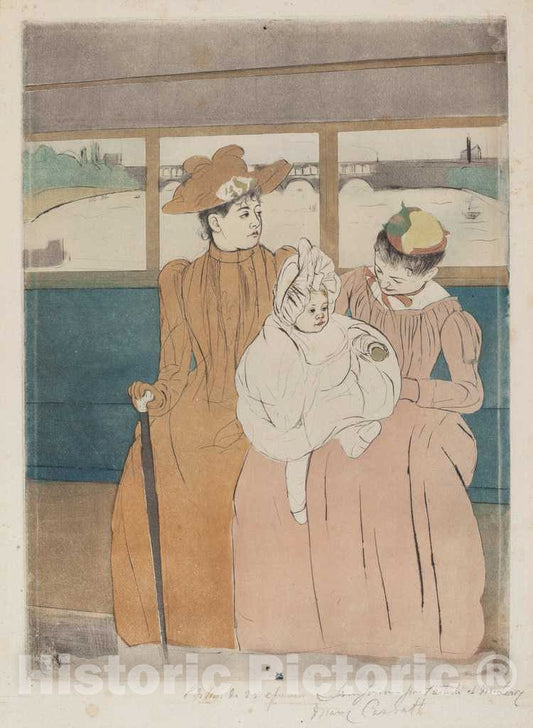 Art Print : Mary Cassatt, in The Omnibus, 1890-1891 - Vintage Wall Art