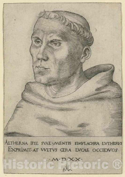 Art Print : Lucas Cranach The Elder, Luther as an Augustinian Friar, 1520 - Vintage Wall Art