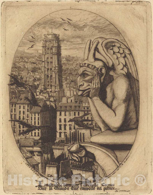 Art Print : Charles Meryon, Le stryge (The Vampire), 1853 - Vintage Wall Art