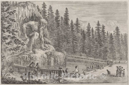 Art Print : Stefano Della Bella, Colossal Statue of The Apennines, 1653 - Vintage Wall Art