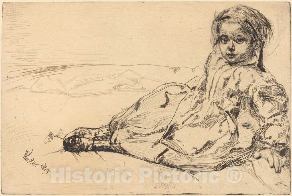 Art Print : James McNeill Whistler, Bibi Valentin, 1859 - Vintage Wall Art