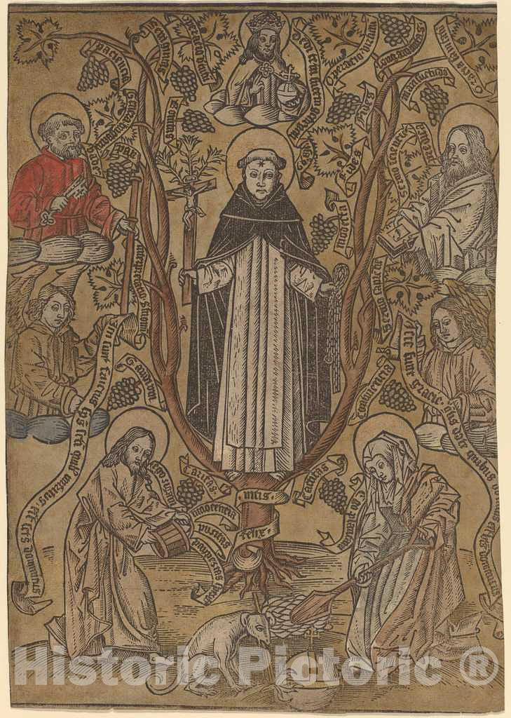 Art Print : The Genealogical Tree of The Dominicans, c.1485 - Vintage Wall Art