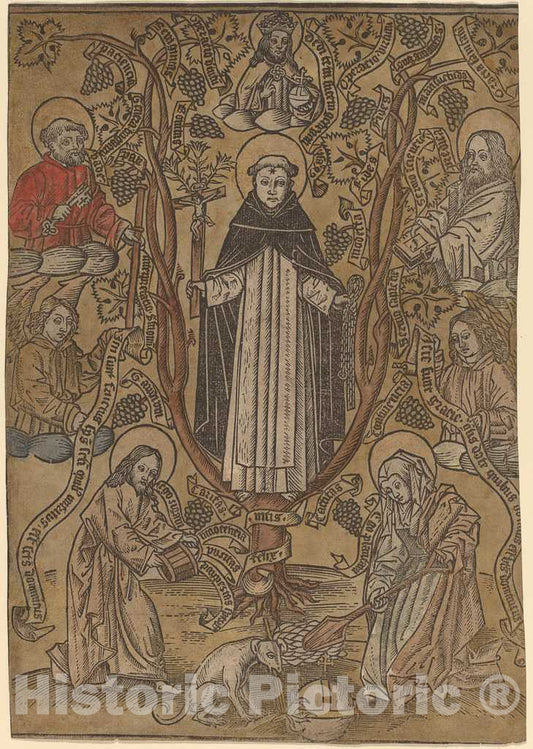 Art Print : The Genealogical Tree of The Dominicans, c.1485 - Vintage Wall Art