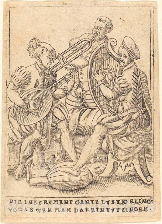 Art Print : Die Instrvment gantz lvstig Kling vorab Wen Man darein tvt singen, c. 1580 - Vintage Wall Art