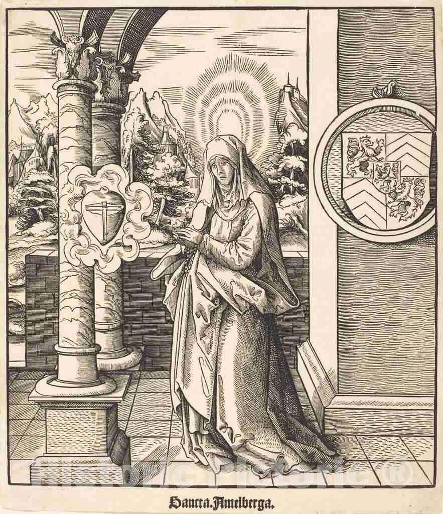 Art Print : Leonhard Beck, Saint Amelberga, c.1517 - Vintage Wall Art